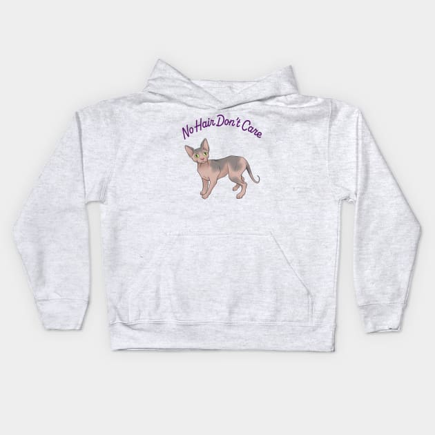 Sphynx Cat - No Hair Don't Care! Kids Hoodie by Milky Milky